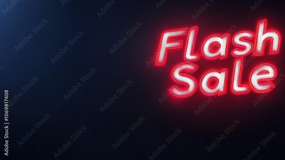 Eye-Catching Flash Sale Sign in Neon Red Glow for Promotions Eye-Catching Flash Sale Sign in Neon Red Glow for Promotions