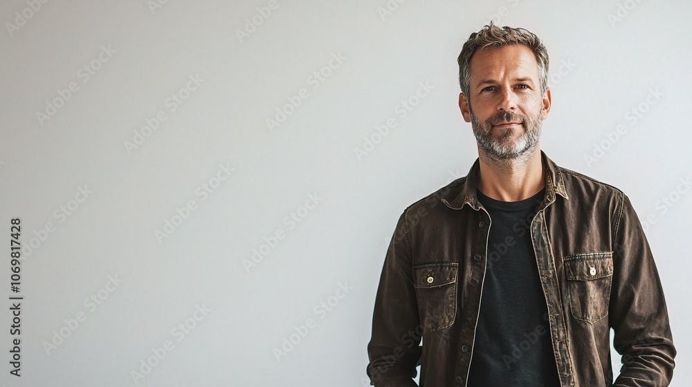 Confident Man Posing Against Neutral Background Confident Man Posing Against Neutral Background