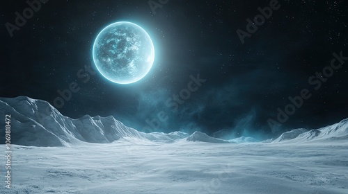 Enigmatic Lunar Landscape Under a Mystical Celestial Body photo