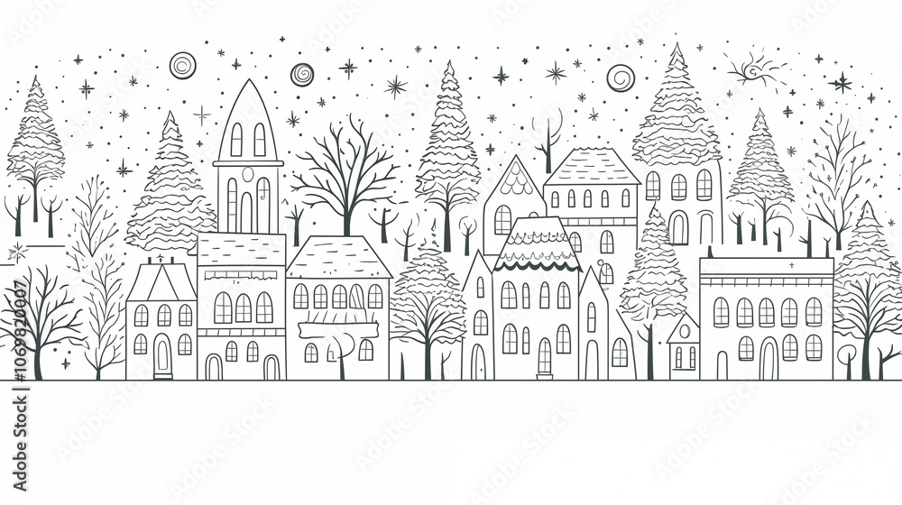 Fototapeta premium Christmas Holiday Coloring Page for Creative Fun for children to color