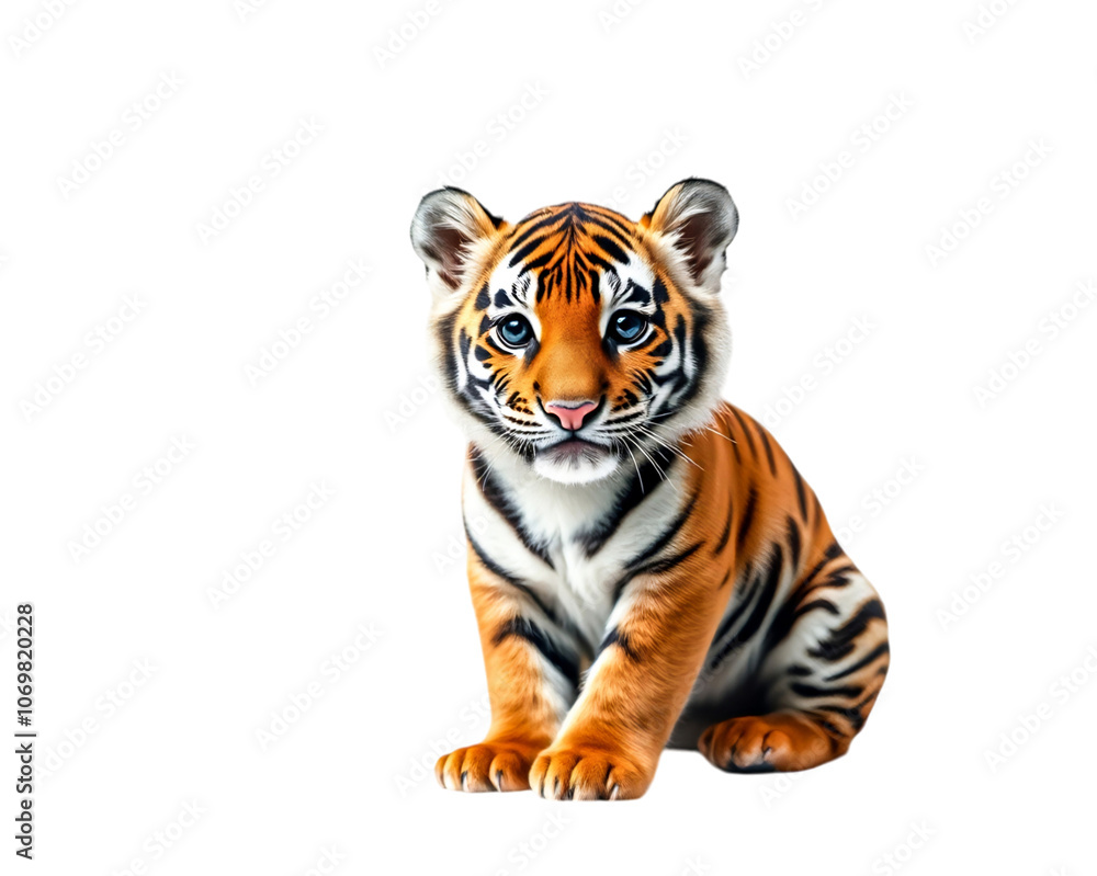 Obraz premium Cute little tiger on a transparent background image