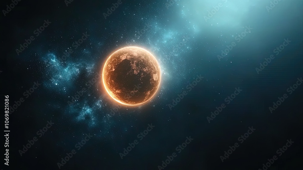 Obraz premium Stunning Cosmic Scene Featuring a Glowing Planet in Deep Space