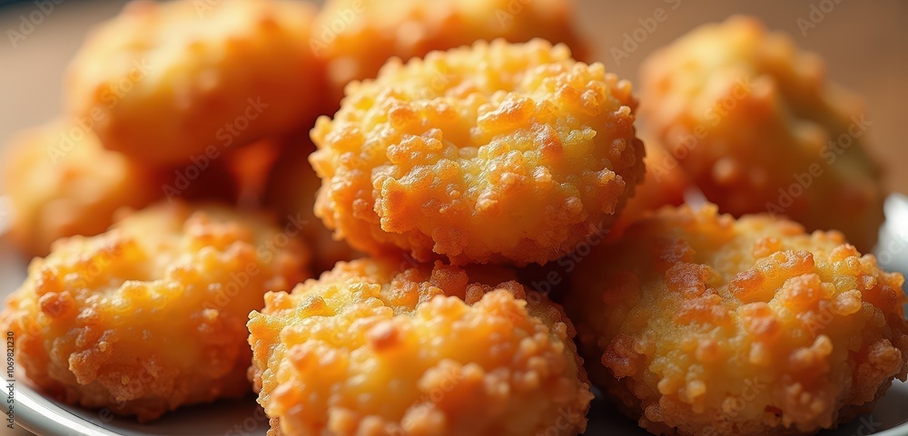 Crispy and golden fried snacks piled on a plate, perfect for appetizing presentations in food-related projects and marketing campaigns. Crispy and golden fried snacks piled on a plate, perfect for appetizing presentations in food-related projects and marketing campaigns.