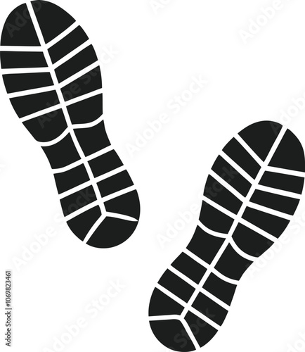 Running Shoe Footprint Silhouette Vector Illustration