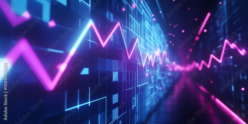 Rising Arrow Made of Geometric Lines and Floating Percent Symbols, Representing Profits and Market Growth in a Futuristic World Rising Arrow Made of Geometric Lines and Floating Percent Symbols, Representing Profits and Market Growth in a Futuristic World