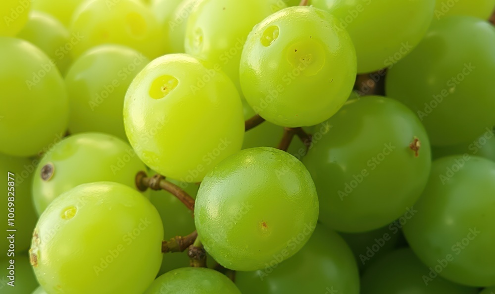 Fresh green grapes close-up, perfect for promoting healthy eating, organic produce, or wine production. Fresh green grapes close-up, perfect for promoting healthy eating, organic produce, or wine production.