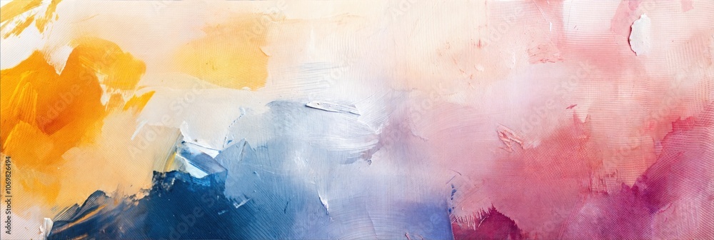 Obraz premium Abstract Watercolor Painting with Soft Blended Colors - Header Banner Design for Artistic Backgrounds, Creative Projects, Visual Arts, and Modern Aesthetics