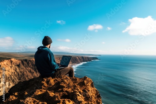Transform your workcation embrace remote productivity on a scenic cliffside