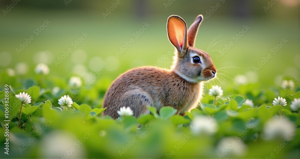 Cute rabbit in a green field Cute rabbit in a green field