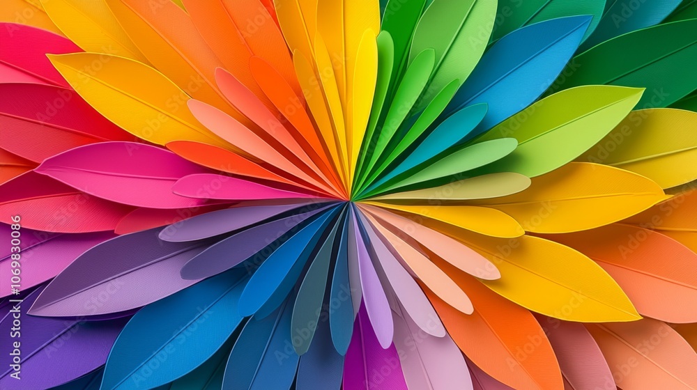 Vibrant Rainbow Background with Colorful Leaves Vibrant Rainbow Background with Colorful Leaves