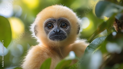 Gibbon Swinging Through Jungle in Bokeo Region photo