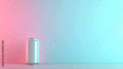 Wallpaper Mural Discover the vibrant aesthetic of a modern energy drink can illuminated by neon lights against a soft metallic background Torontodigital.ca