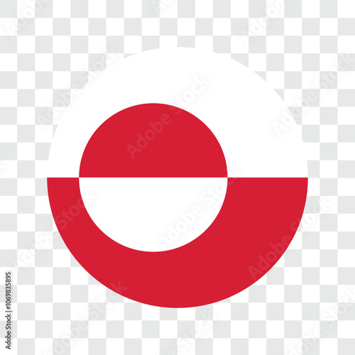 Round circle flag of Greenland design. Vector illustration