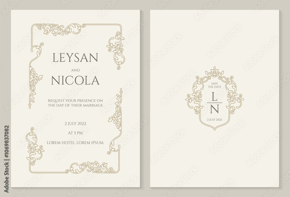 Elegant invitation in classic design. Save the date card. Elegant invitation in classic design. Save the date card.