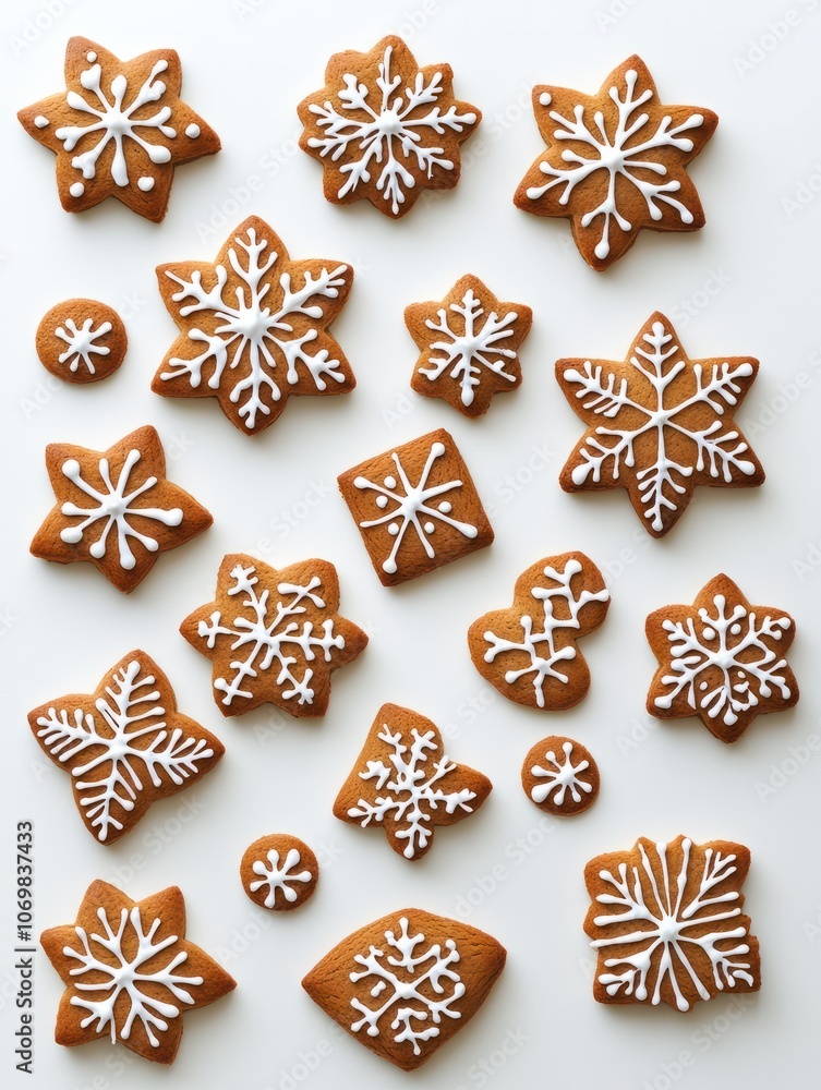 Collection of gingerbread cookies isolated on white background