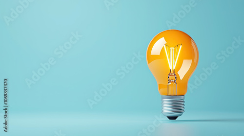 A vibrant orange light bulb stands out against a soft blue background, symbolizing creativity and innovation in design.
