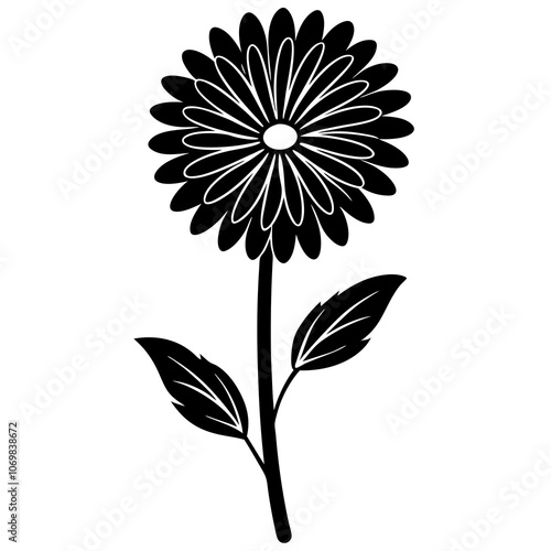 Calendula Flower Silhouette Vector.