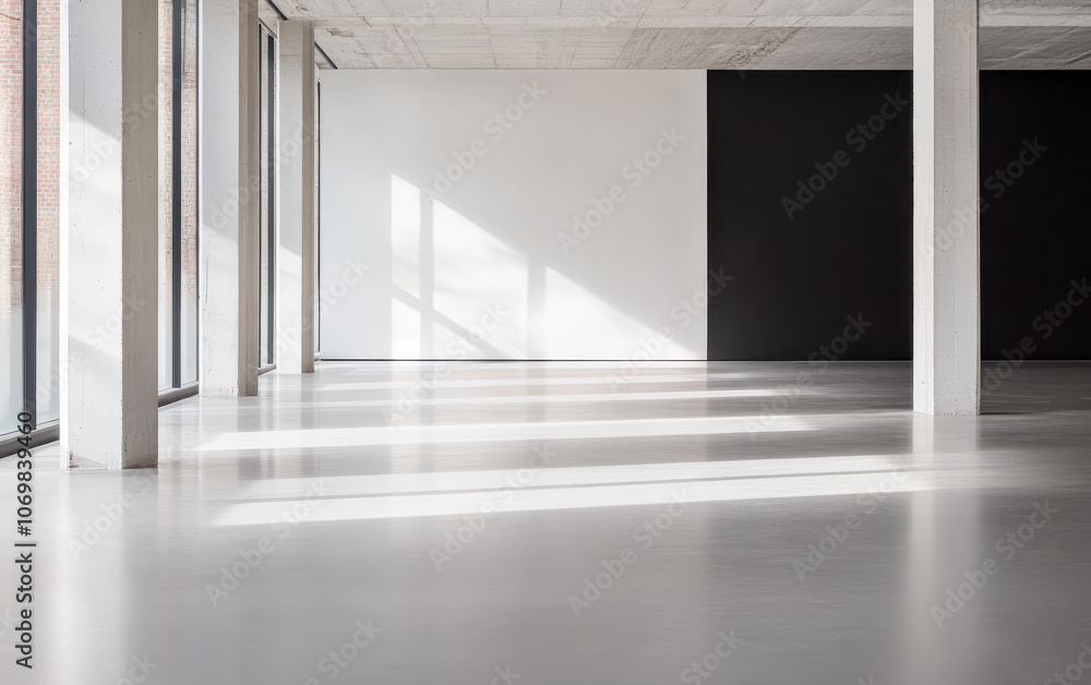 Modern interior space with natural light highlighting minimalist design elements during daylight Modern interior space with natural light highlighting minimalist design elements during daylight