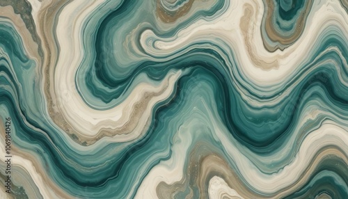 Blue Abstract Waves with Flowing Patterns Marbling