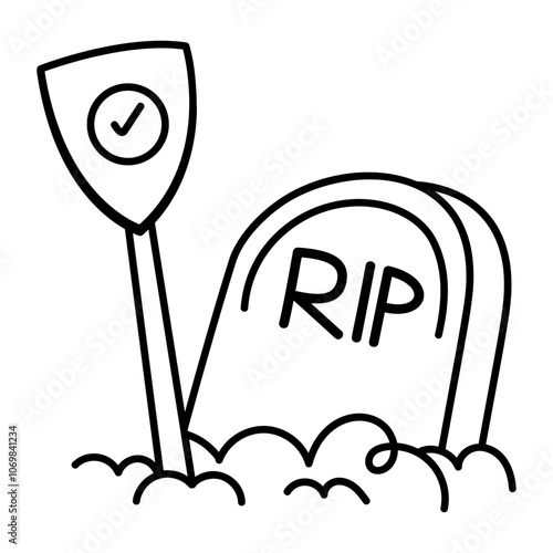 Death insurance icon in doodle style 

