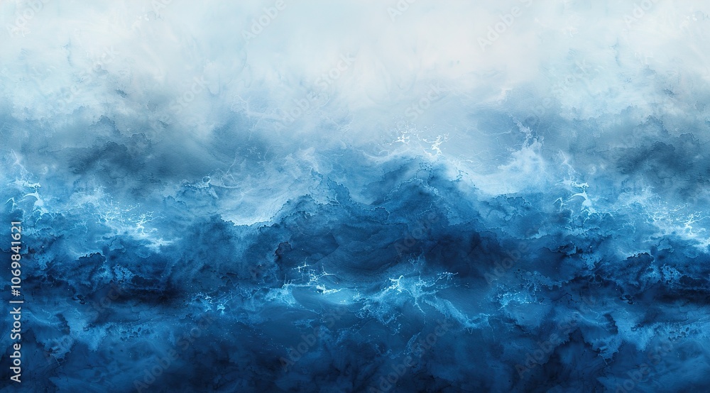 Abstract watercolor paint wave background with gradient deep blue color and liquid fluid grunge 