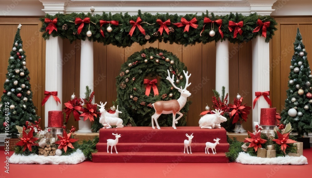 Obraz premium Festive Christmas Decorations with Reindeer