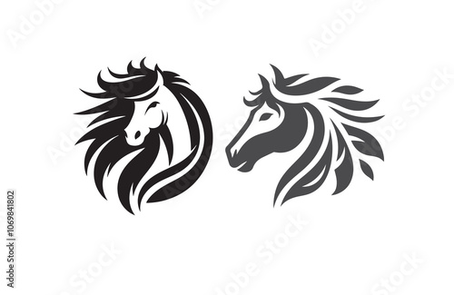 horse face silhouette vector outline logo design