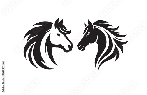 horse face silhouette vector outline logo design