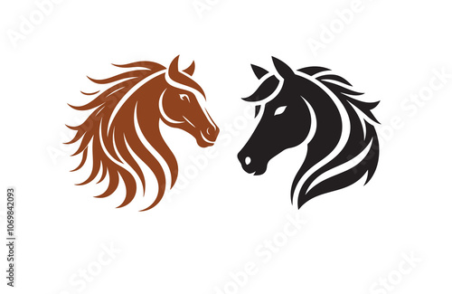 horse face silhouette vector outline logo design