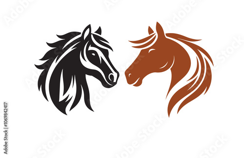 horse silhouette illustration vector outline logo design