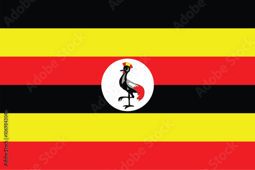 Nationall flag of Uganda. Vector illustration
