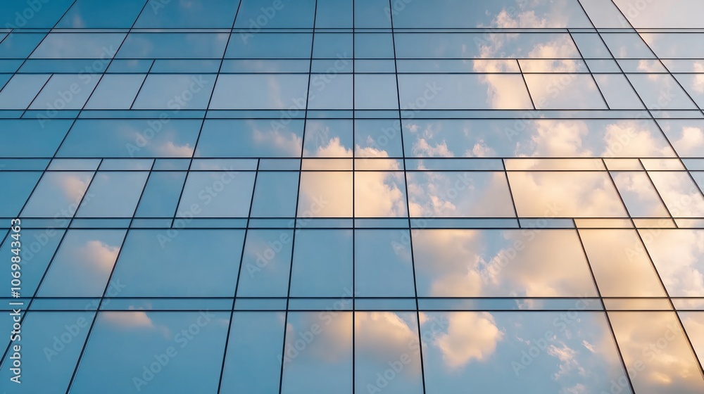 Fototapeta premium Modern Glass and Steel Facade: A Close-Up View of Contemporary Architecture