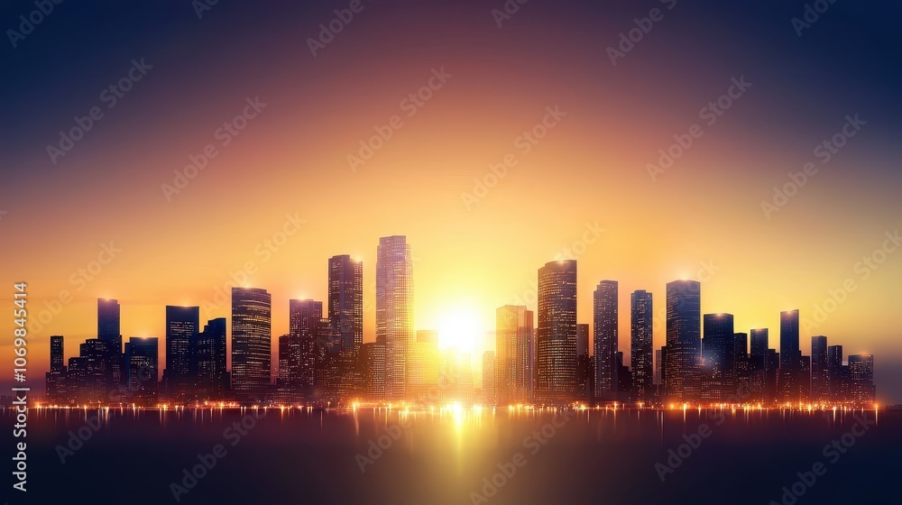 Dramatic city skyline at twilight, buildings sharply silhouetted against a darkening sky, lights coming alive. Dramatic city skyline at twilight, buildings sharply silhouetted against a darkening sky, lights coming alive.