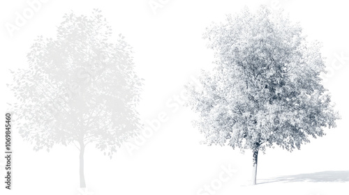 Tree Shadows With Leaves on Transparent Background Generative AI