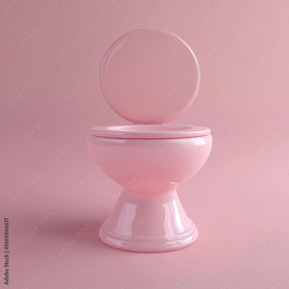 Minimalist Pink Pedestal with Floating Glass Disk Minimalist Pink Pedestal with Floating Glass Disk