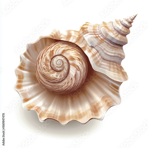 Seashell isolated on white background. Vector illustration. 