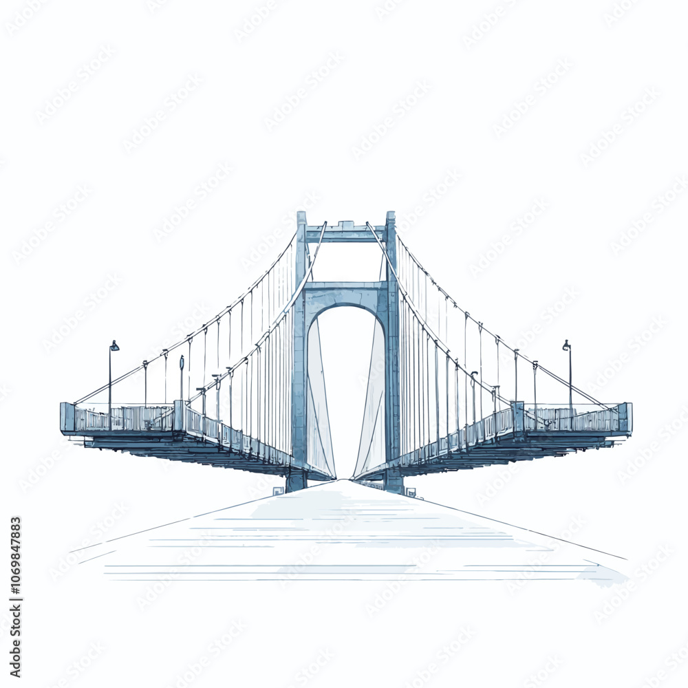 Fototapeta premium Sketch of the bridge on a white background. 3d rendering