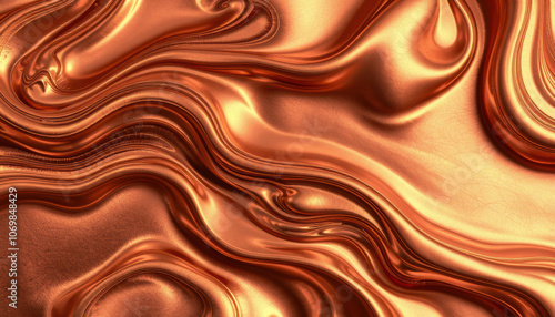 Liquid copper background with smooth, flowing textures and rich metallic hues, creating warm and luxurious feel. Ideal for design projects and artistic applications