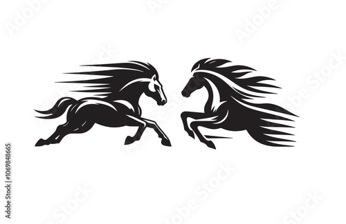 horse silhouette vector outline logo design illustration