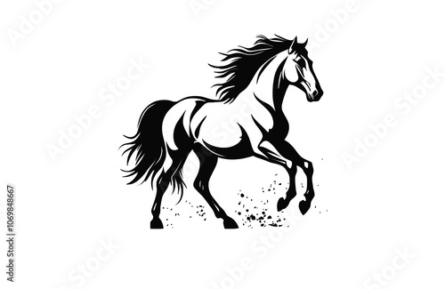 horse silhouette vector outline logo design illustration