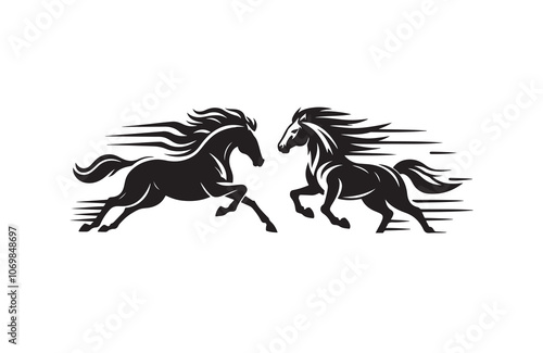 horse silhouette vector outline logo design illustration