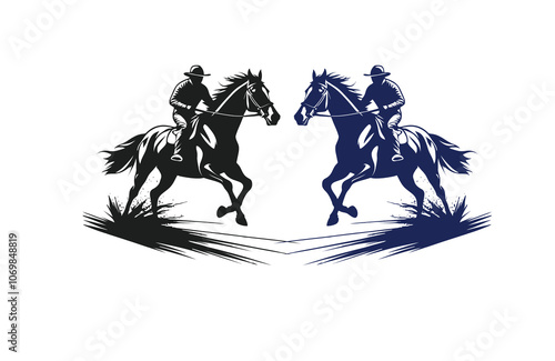 horse silhouette vector outline logo design illustration