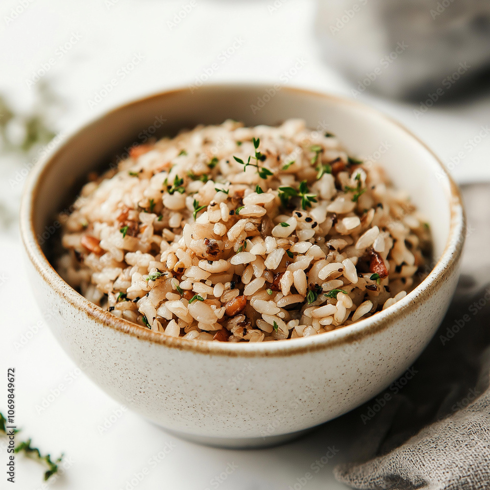Brown rice on white background Brown rice on white background