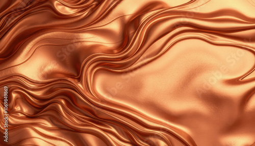 Sleek liquid copper background with flowing textures and rich tones, creating sense of warmth and elegance. Perfect for design projects and artistic expressions