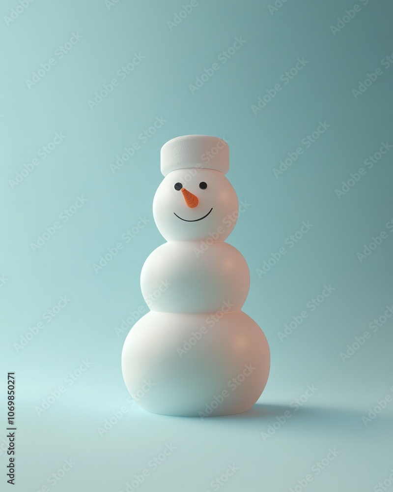 Smiling snowman figure on soft background Smiling snowman figure on soft background