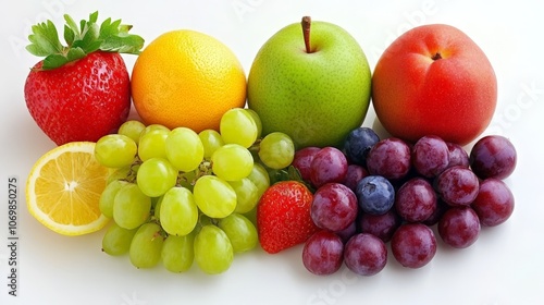 Fresh fruits arranged in a simple, elegant layout, showcasing bright colors and freshness photo