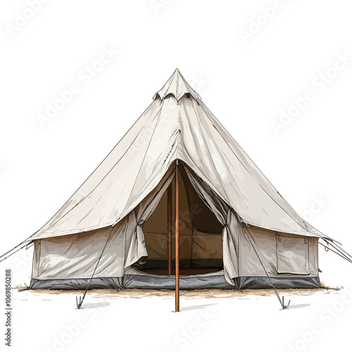 Tent on a white background. 3d rendering, 3d illustration. 