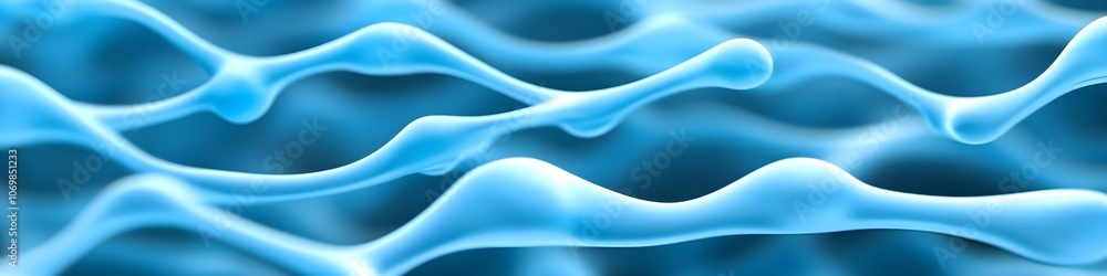 The image is of a blue wave with many small bubbles