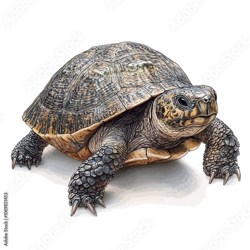 turtle isolated on white background. 3d render illustration of turtle