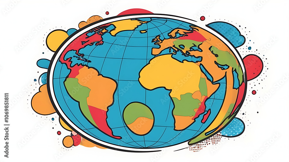 Naklejka premium Minimalistic icon of a globe symbol representing Earth and global awareness on white background.